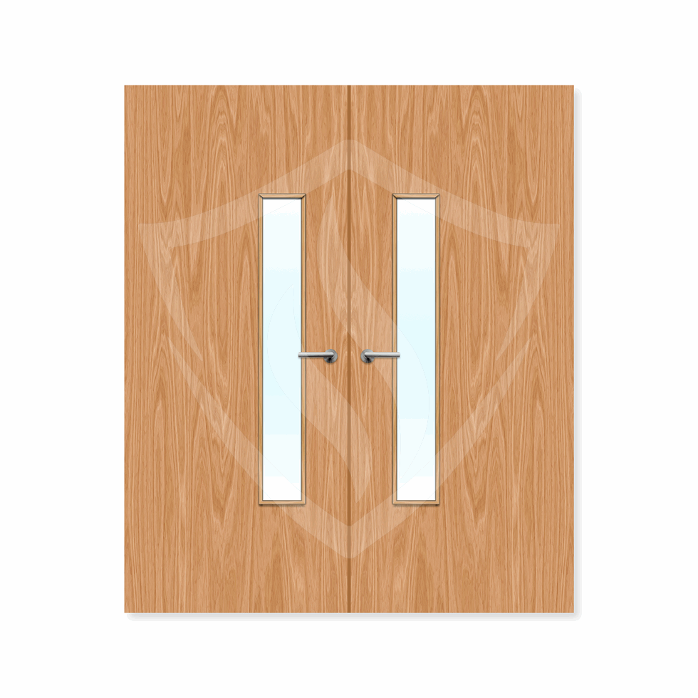 Internal Bespoke Beech Veneer 18g Glazed Double Fd30 fire Clear Glass / Beech Veneer / Up to 2135mm x 915mm x 44mm Premier Fire Doors