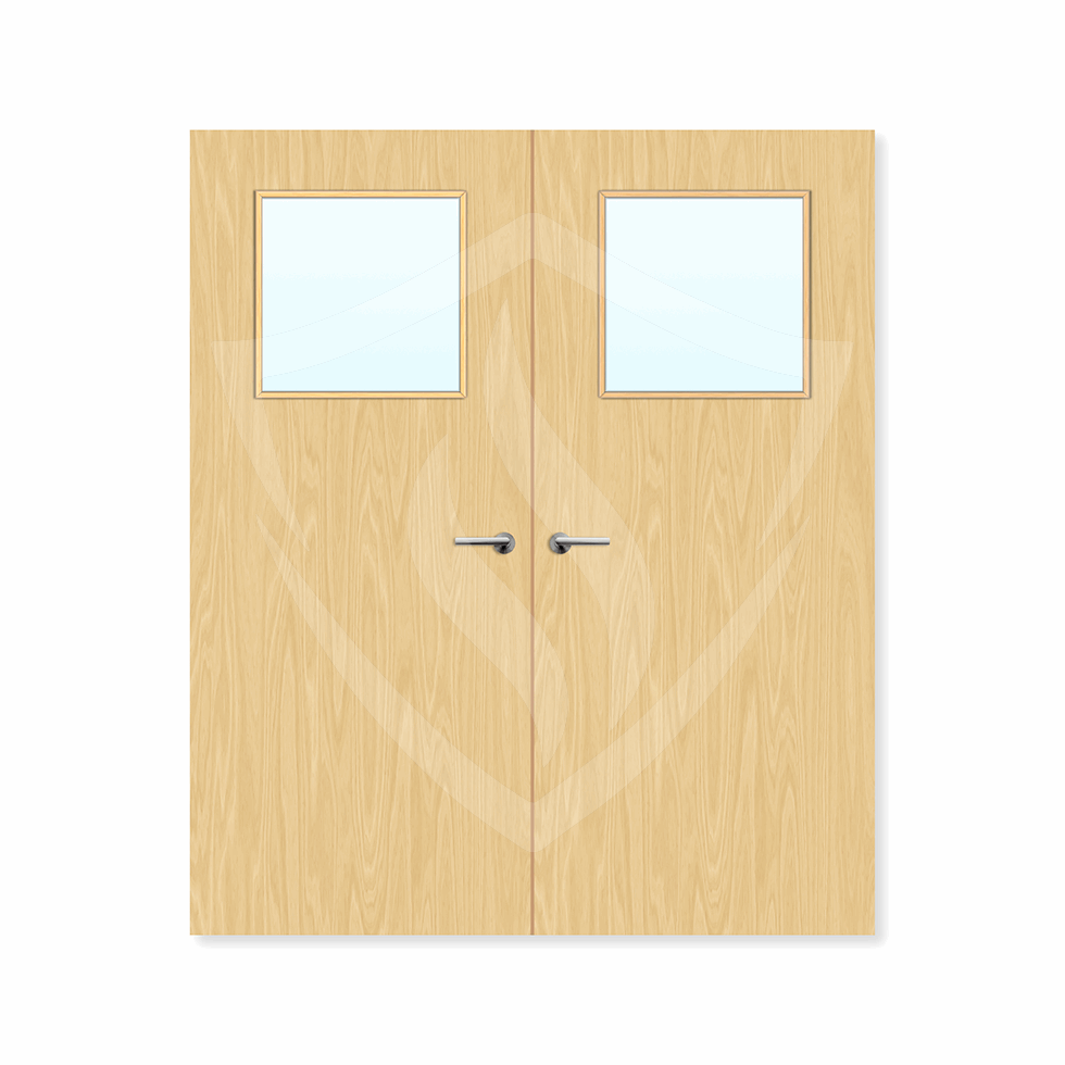 Internal Bespoke Ash Veneer 1g Glazed Double Fd30 fire Door Clear Glass / Ash Veneer / Up to 2135mm x 915mm x 44mm Premier Fire Doors