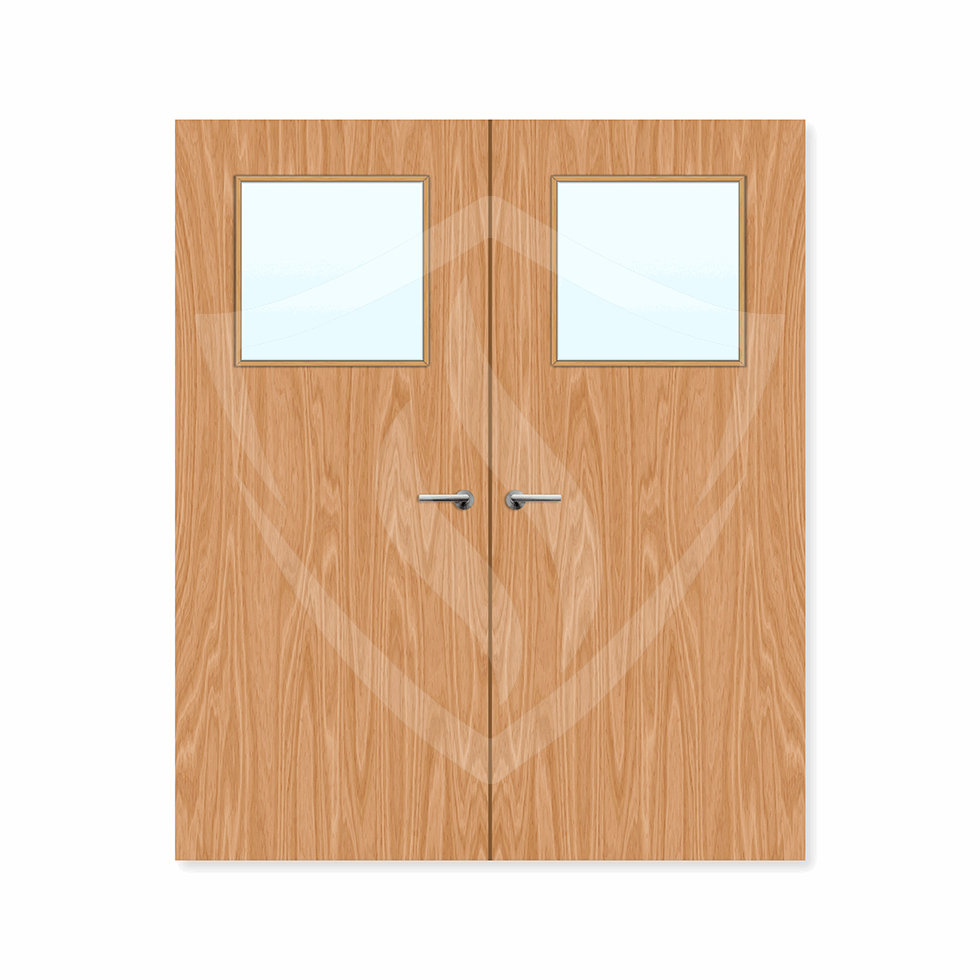 Internal Bespoke Beech Veneer 1g Glazed Double Fd30 fire Clear Glass / Beech Veneer / Up to 2135mm x 915mm x 44mm Premier Fire Doors