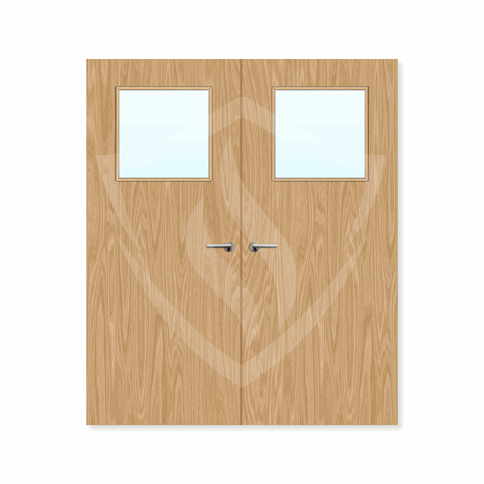 Clear Glass / Oak Veneer / Up to 2135mm x 915mm x 54mm Premier Fire Doors