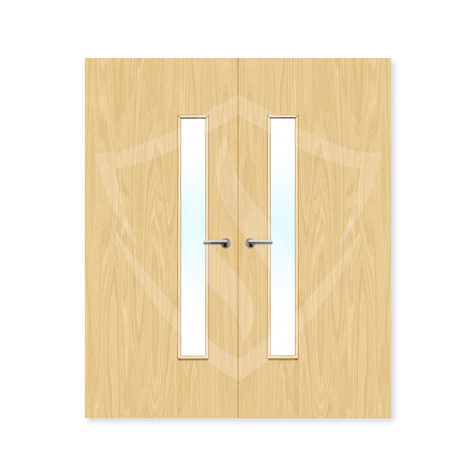 Premier Internal Ash Veneer 25g Glazed Double Fd30 fire Door Clear Glass / 1981 x 762mm / 6ft 6" x 2ft 6" / Ash Veneer Premier Fire Doors