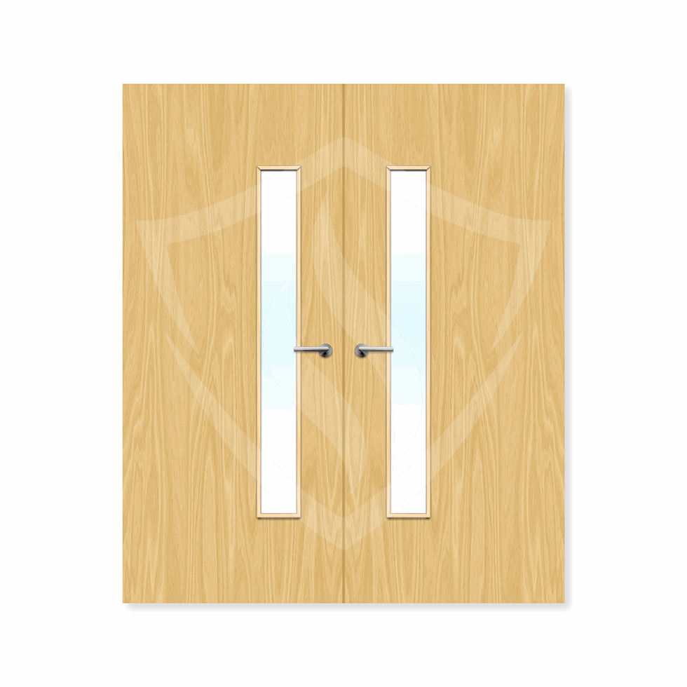 Internal Bespoke Koto Veneer 25g Glazed Double Fd30 fire Clear Glass / Koto Veneer Premier Fire Doors