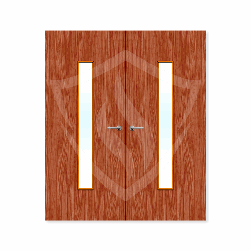 Internal Bespoke Sapele Veneer 29g Glazed Double Fd30 fire Clear Glass / Sapele Veneer / Up to 2135mm x 915mm x 44mm Premier Fire Doors