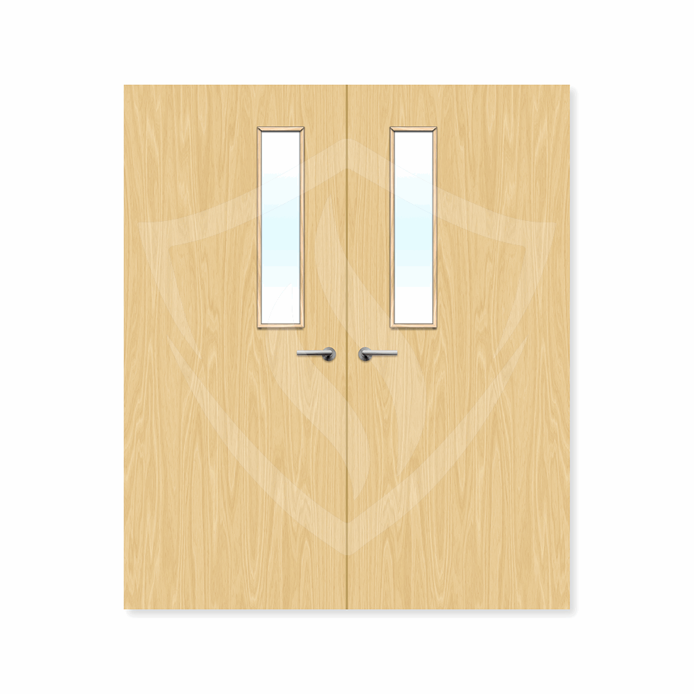 Internal Bespoke Ash Veneer 3g Glazed Double Fd30 fire Door Clear Glass / Ash Veneer / Up to 2135mm x 915mm x 44mm Premier Fire Doors