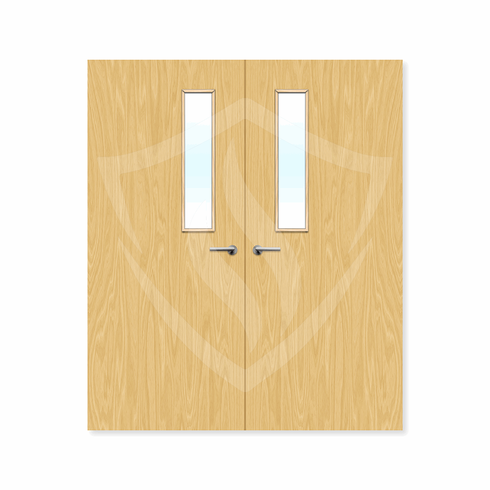 Internal Bespoke Koto Veneer 3g Glazed Double Fd30 fire Door Clear Glass / Koto Veneer / Up to 2135mm x 915mm x 44mm Premier Fire Doors