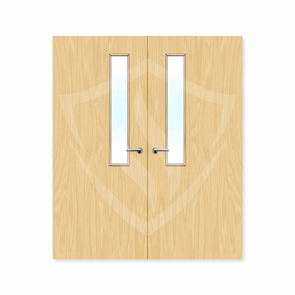 Internal Bespoke Ash Veneer 7g Glazed Double Fd30 fire Door Clear Glass / Ash Veneer / Up to 2135mm x 915mm x 44mm Premier Fire Doors