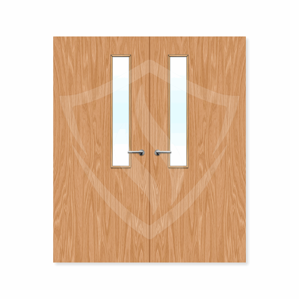 Internal Bespoke Beech Veneer 7g Glazed Double Fd30 fire Clear Glass / Beech Veneer / Up to 2135mm x 915mm x 44mm Premier Fire Doors