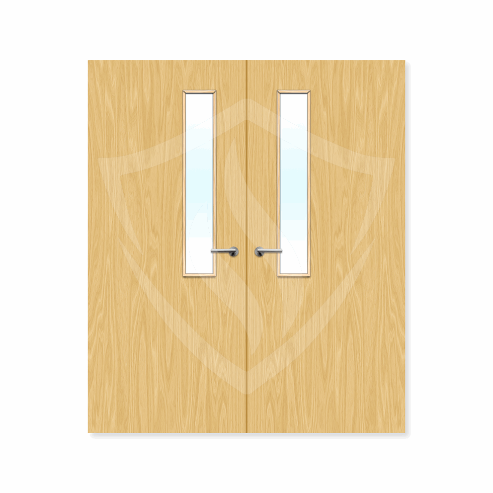 Internal Bespoke Koto Veneer 7g Glazed Double Fd30 fire Door Clear Glass / Koto Veneer / Up to 2135mm x 915mm x 44mm Premier Fire Doors