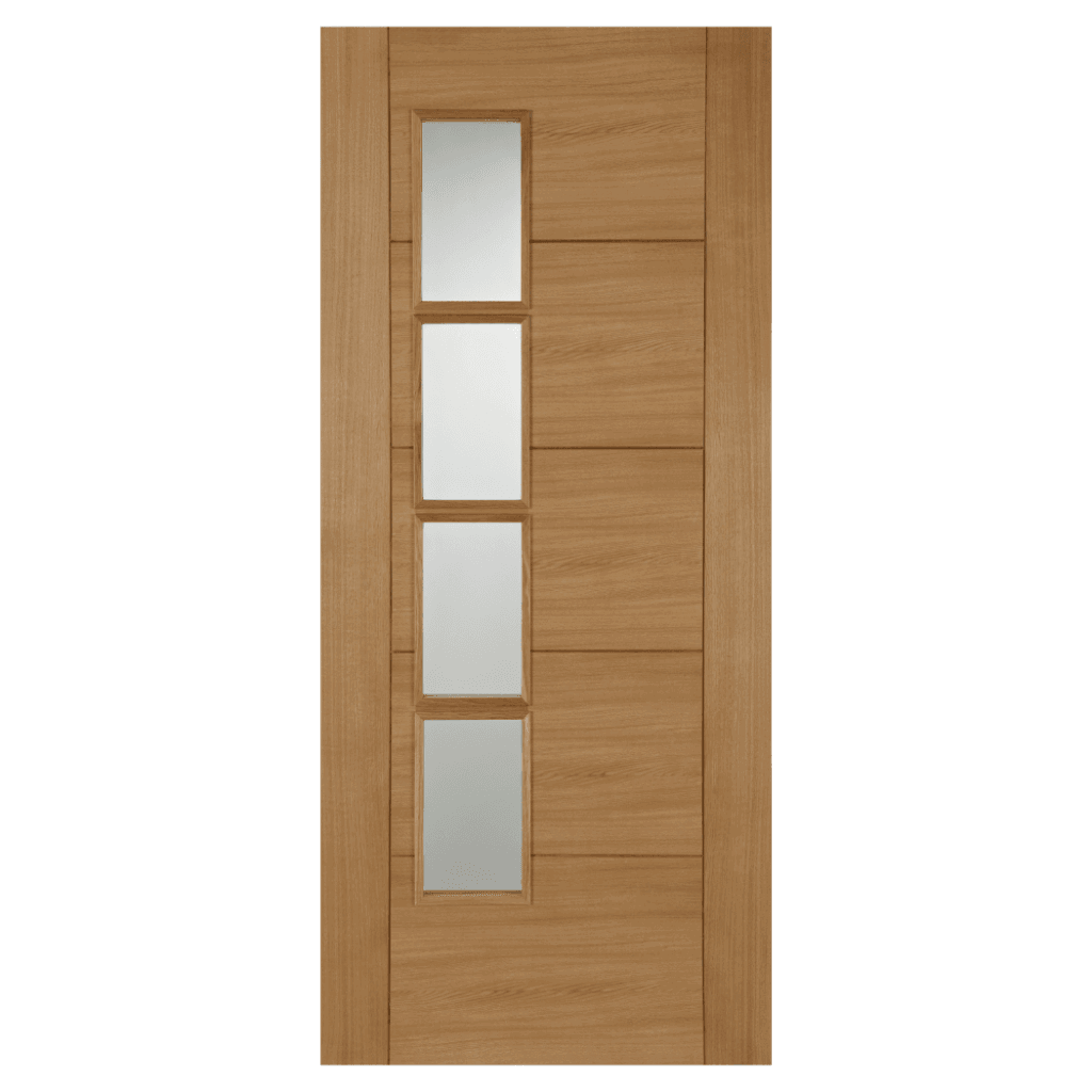 Mendes Internal Oak Iseo Quarter Cut Veneer off Set 4 Light 1981 x 762mm / Clear Glass / Oak Veneer Premier Fire Doors