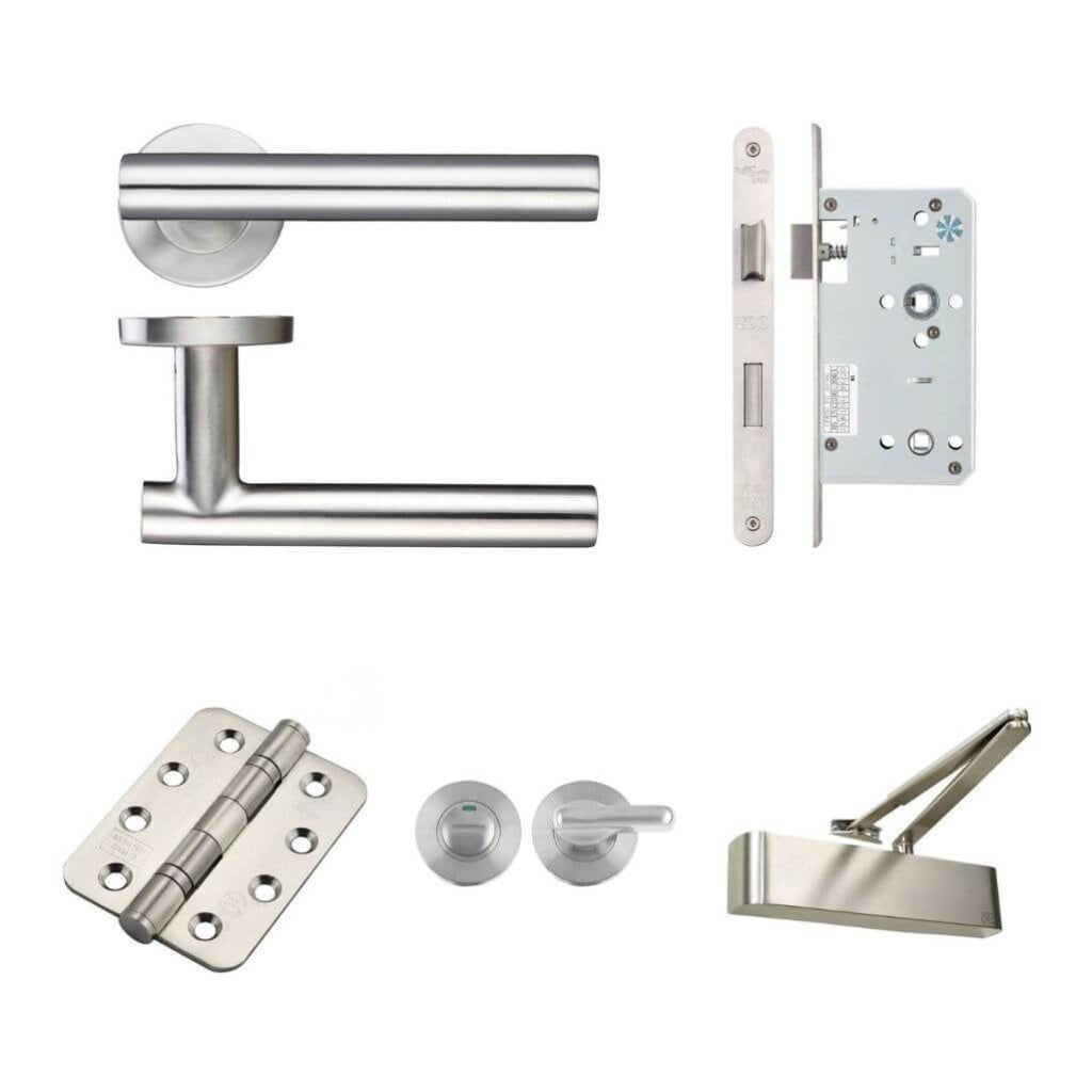 Ironmongery fire Door Kit - Lever Bathroom Lock Turn and Pack E / Stainless Steel Premier Fire Doors