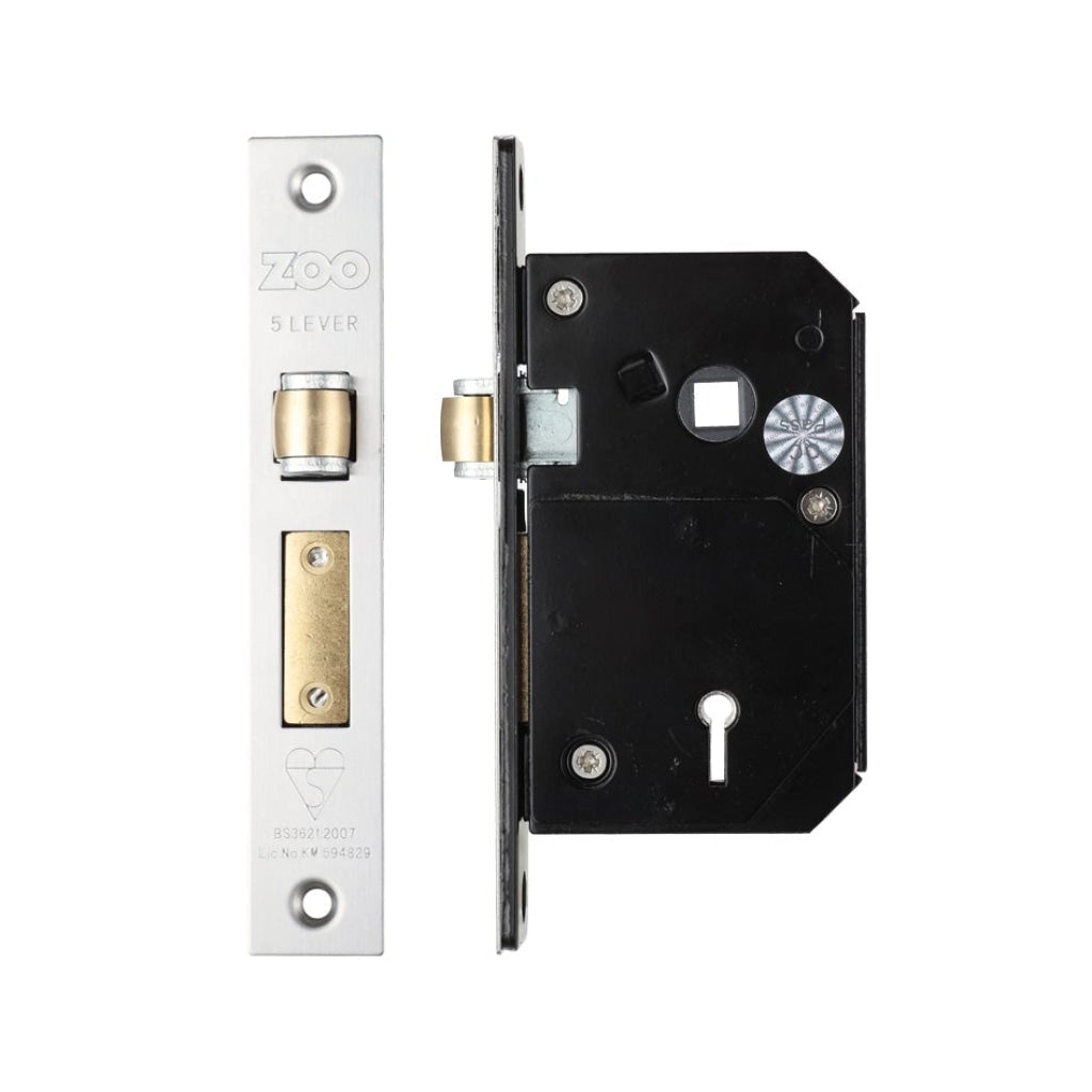 British Standard 5 Lever Roller Sashlock - 67mm - Chubb Retro Fit 3K74 | Premier Fire Doors Satin Stainless Premier Fire Doors